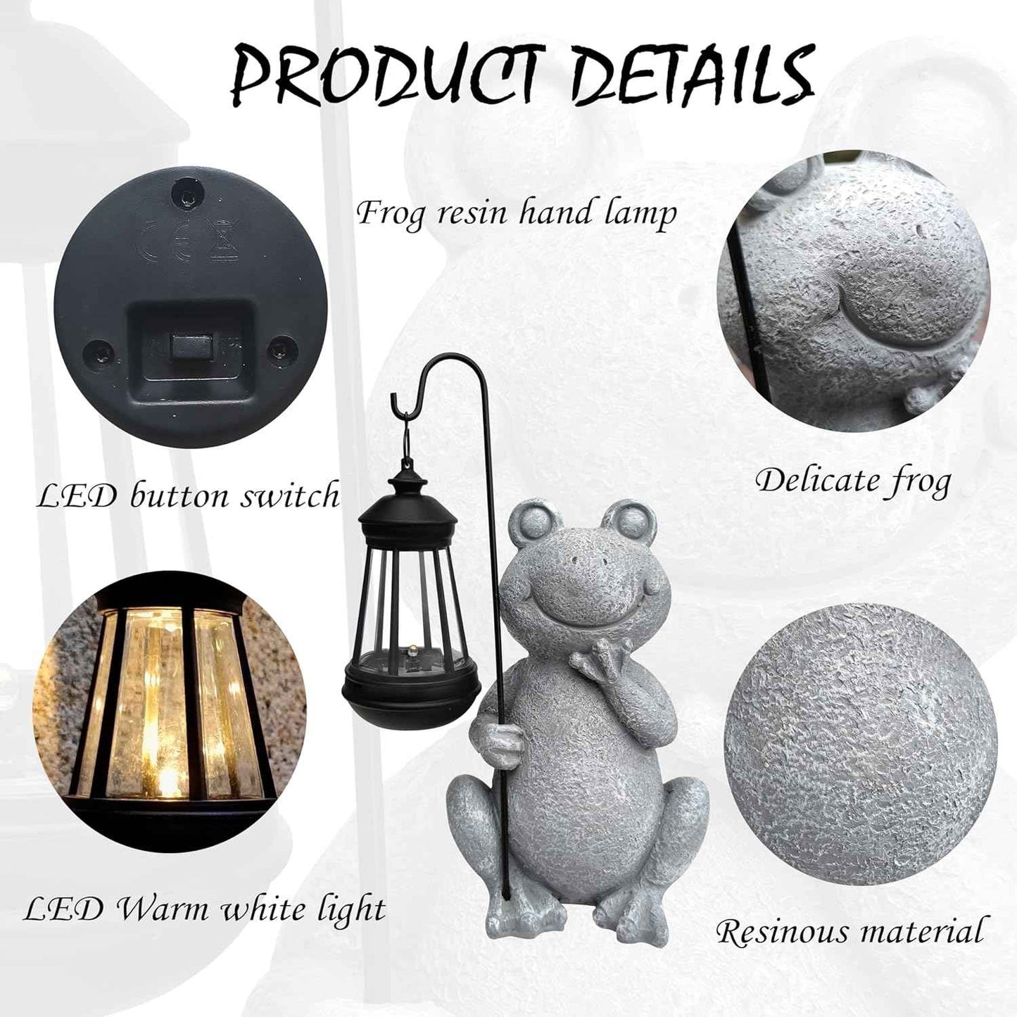 Frog Solar Garden Statues,Resin Frog Figurine Decorations with Solar Lights Lantern, Outdoor Garden Decor Art for Lawn,Yard, Unique Housewarming Gift for Women Mom Grandma