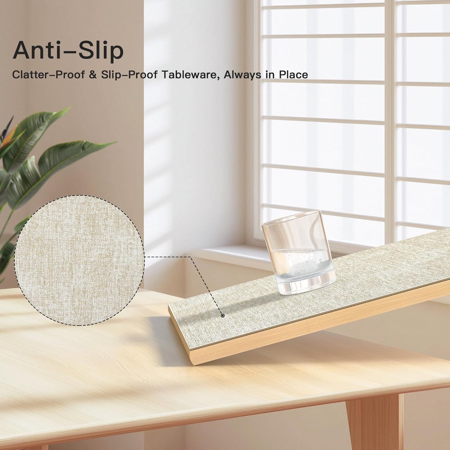 DOLOPL Placemats Set of 4, Reversible Wipeable & Heat Resistant Place Mats, Modern Faux Leather Table Mats for Kitchen, Neutral Waterproof Tablemats for Dining Table Decor, Wedding, Party(Beige)