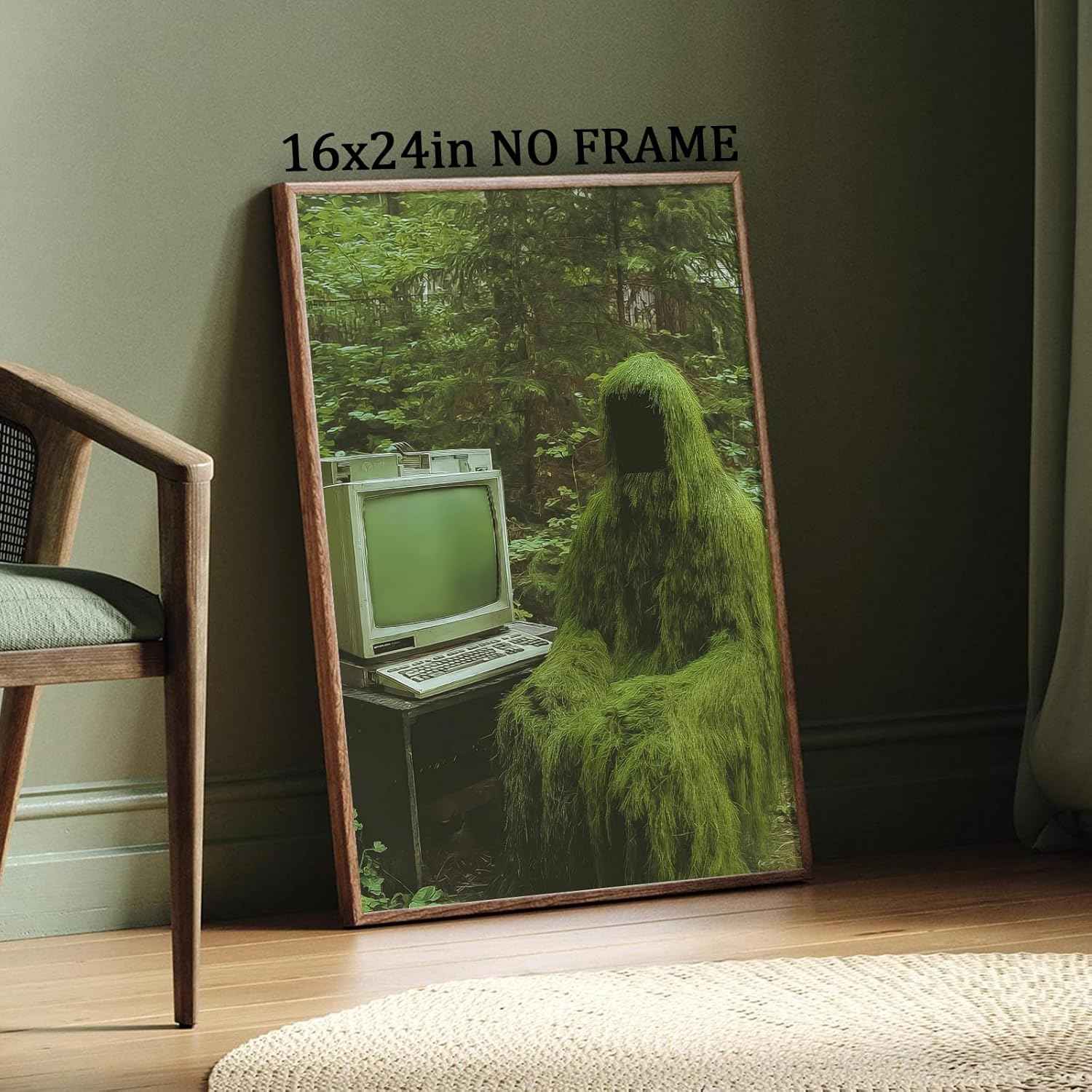 Dark Academia Forest Wall Art Creepy Paintings Vintage Plant Pictures Dark Cottagecore Poster Ghost in Forest Wall Art Gothic Botanical Prints Retro TV Posters Spooky Print Halloween 16x24in Frameless