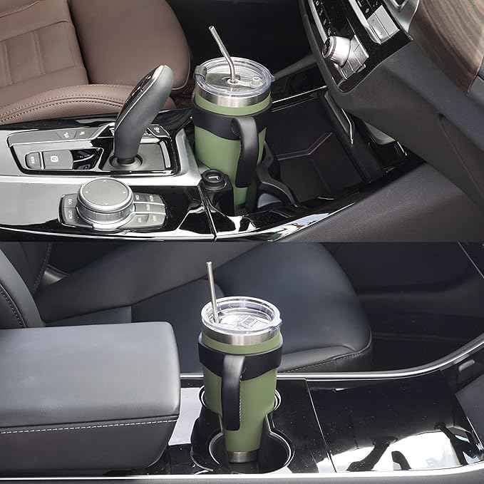 WETOWETO 20oz Insulated Stainless Steel Tumbler, Coffee Tumbler with 2 Lids and 2 Straws, Double Wall Vacuum Travel Coffee Mug, Powder Coated Leak-Proof Cup for Travel (Army Green, 1 Pack)