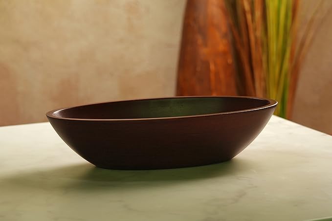 Hosley 14.5 Inch Dark Brown Wood Oval Bowl, Rustic Decorative Centerpiece for Dry Potpourri & Orbs, Elegant Home & Office Decor, Ideal Gift for Weddings, Spas & Reiki
