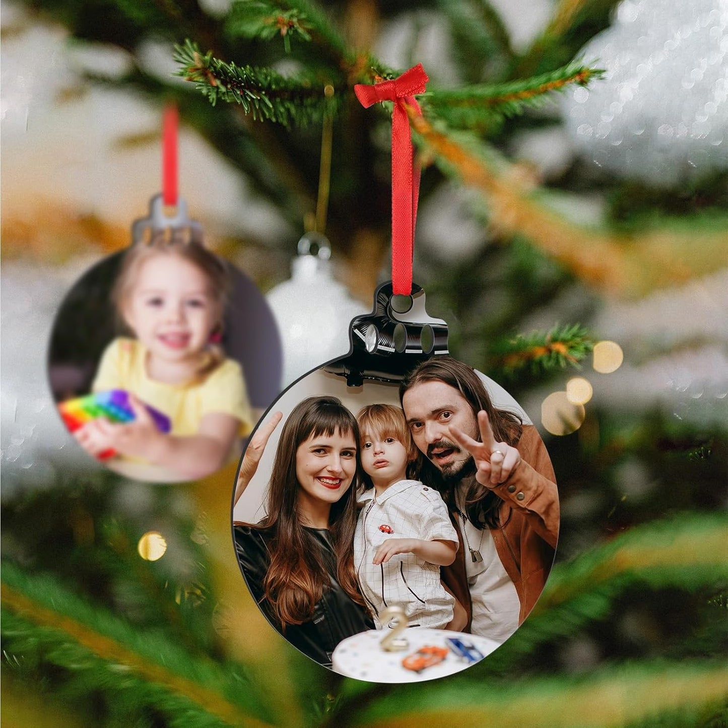 Personalized Christmas Ornaments 2025 Customized with Photo Text Ornament Keepsake Pet First Christmas Ornament Bulk Custom Wooden Xmas Tree Decorations, Wood Lantern