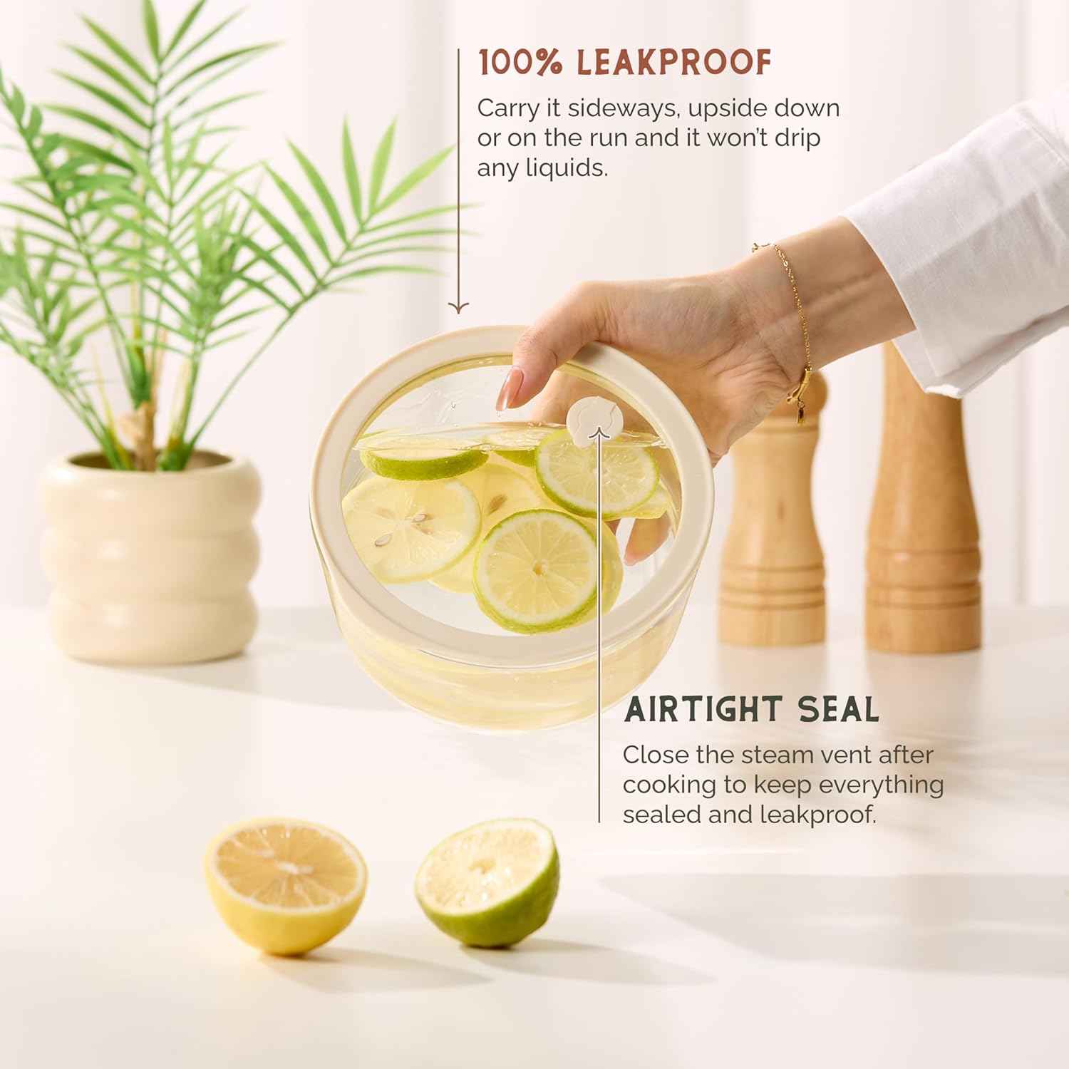 Vase and Vessel Non-Toxic Glass Storage Container Set, Borosilicate Glass, Tempered Glass Lids, Baking Pan, Airtight with Vents, Microwave, Oven & Dishwasher Safe (Circular, Set of 4)