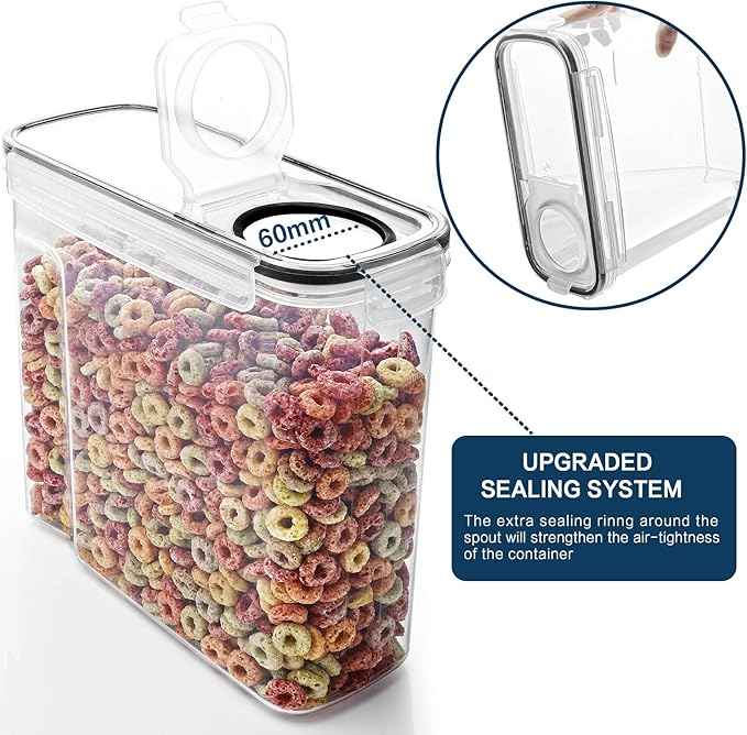 Cereal Container Set, MCIRCO Airtight Food Storage Containers ((4L /135.2oz) Set of 6, Cereal Dispensers with Measuring Tools