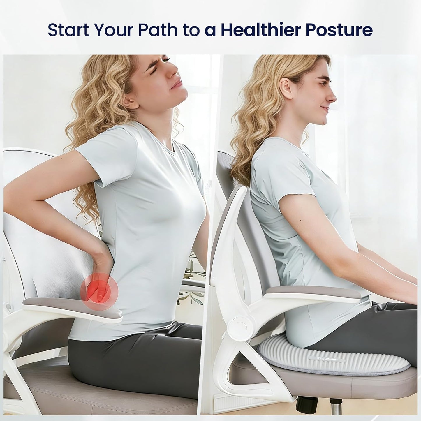 Gel Seat Cushion for Long Sitting,3-Second Cooling Pressure Relief Pillow for Car Seat & Office Chair,Back,Tailbone,Coccyx Comfort Support Seat Pad (Green)