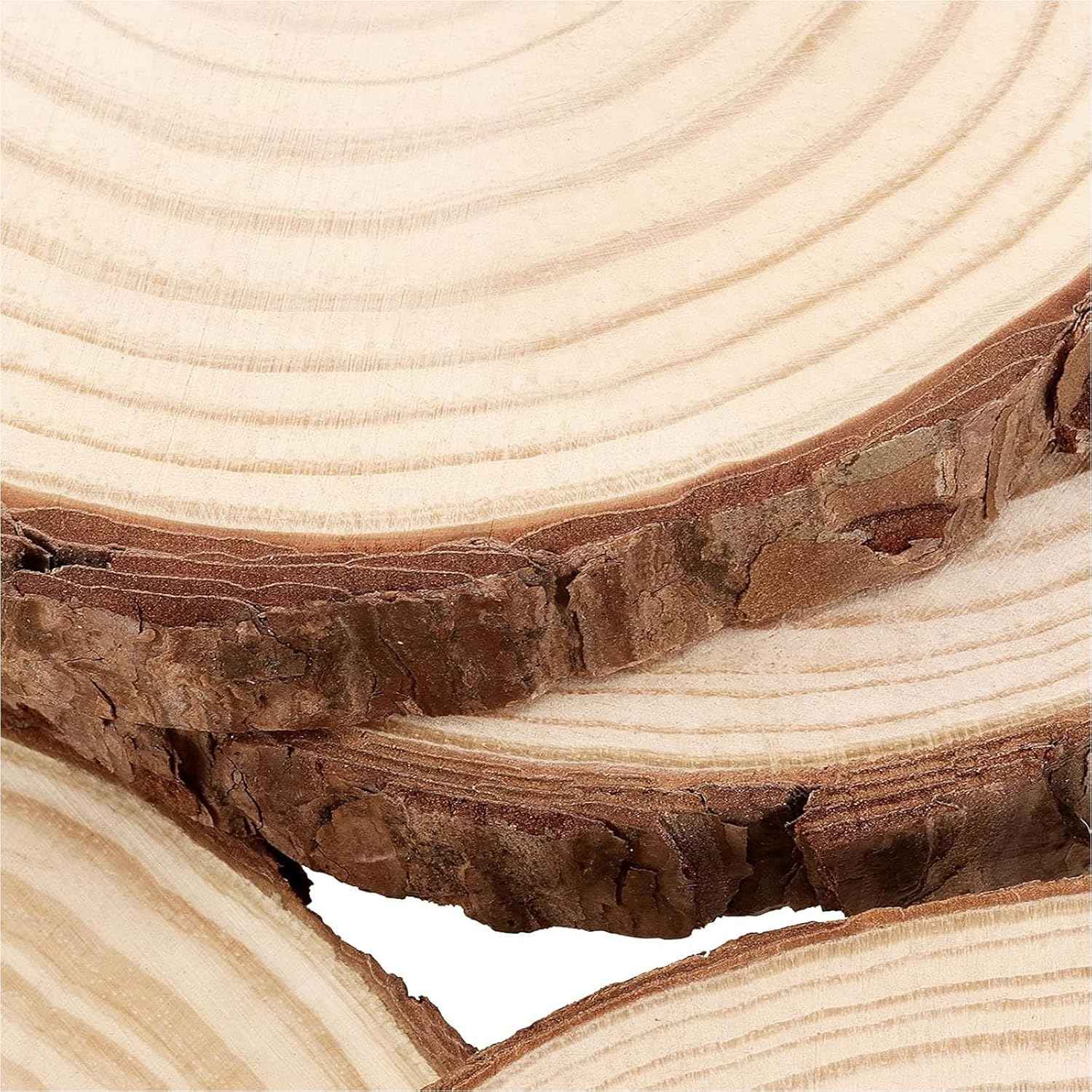 FUNSUEI 12 PCS 5.9-6.3 Inch Unfinished Natural Wood Slices, Natural Wood Coasters with Bark, Wooden Circles for DIY Arts and Crafts, Christmas Ornaments,Rustic Wedding Ornaments