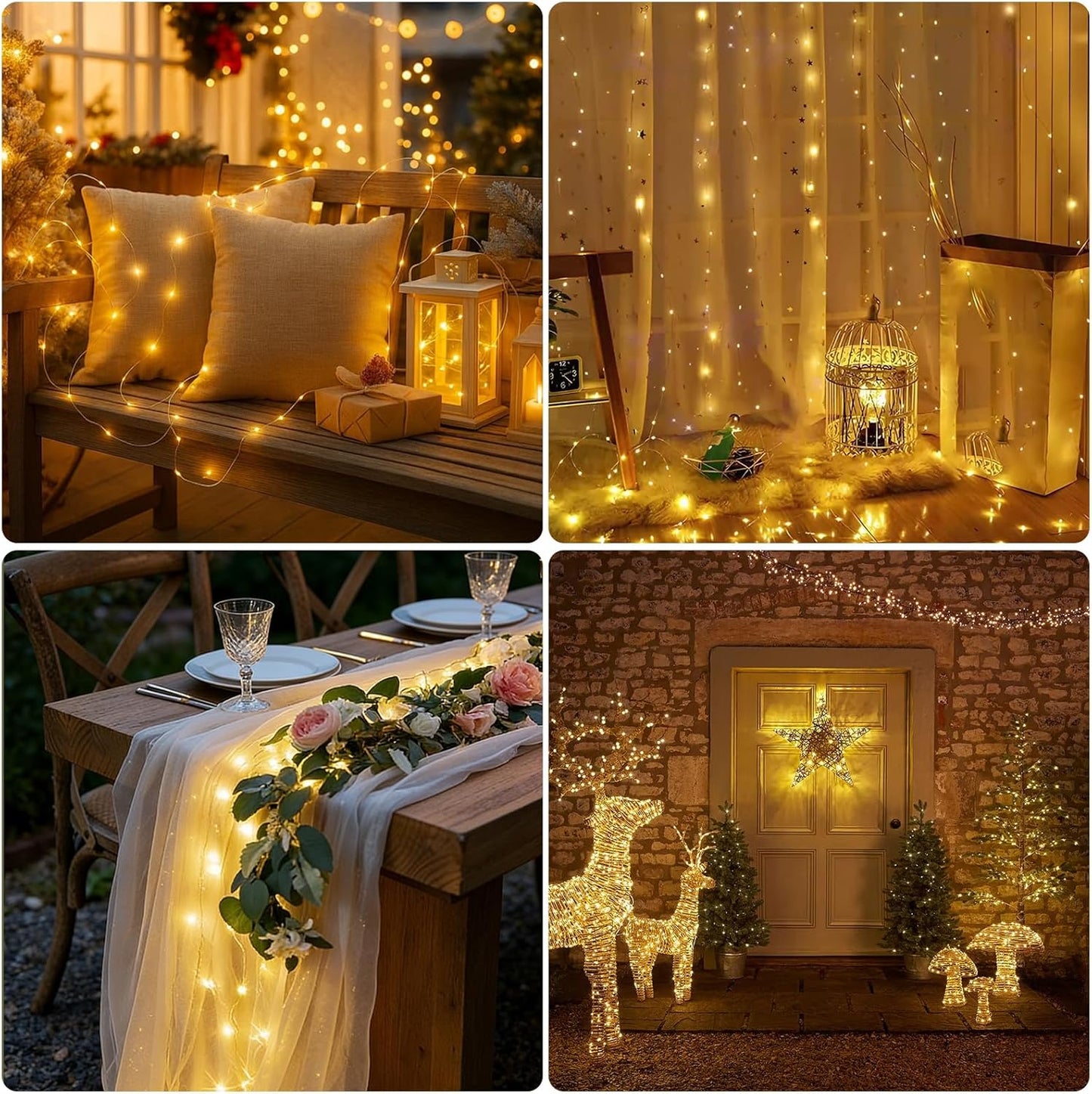 Rechargeable Fairy Lights Battery Operated, 33ft 100 LEDs String Lights with Remote, Waterproof, Mini Twinkle Lights for Bedroom, Christmas, Wedding, Indooor Outdoor Decor, Warm White
