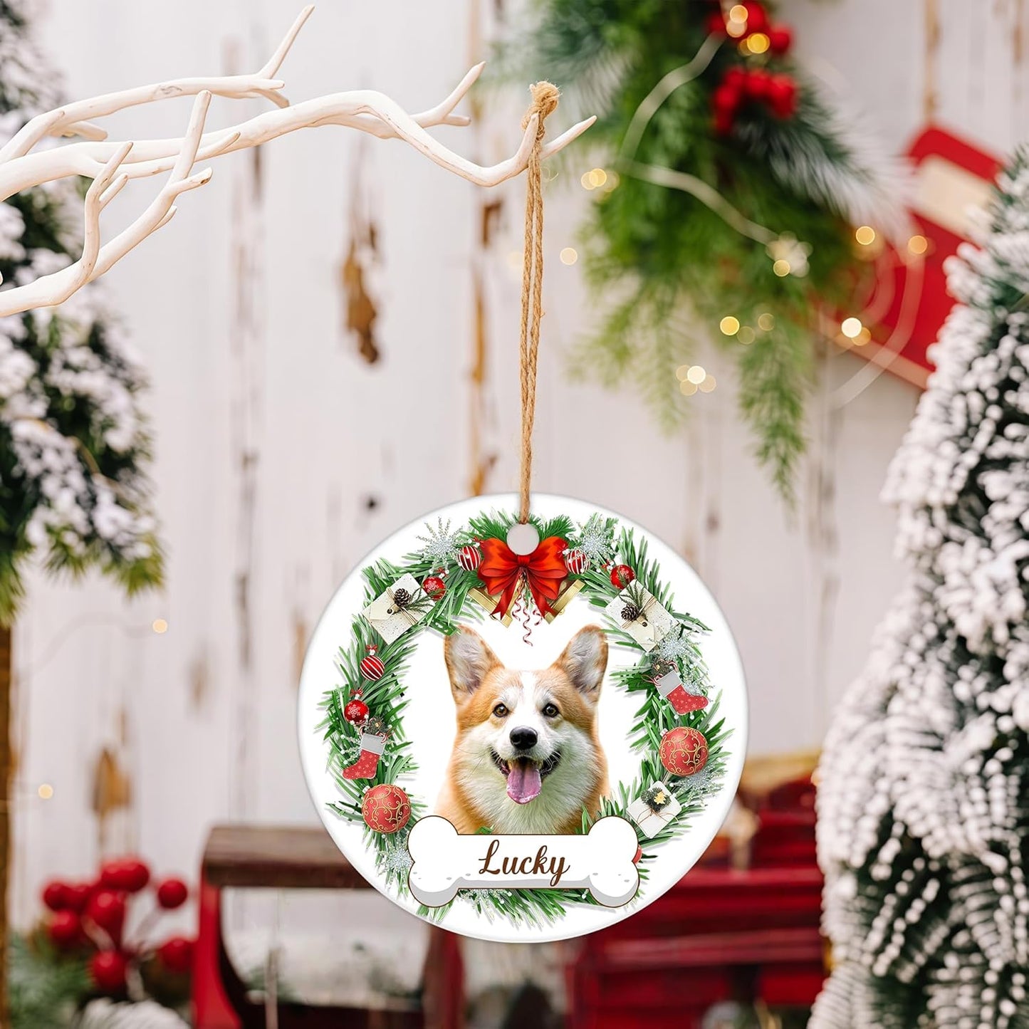 Printed in The USA - Personalized Dog Cat Ornaments with Photo Text, Dog Ornaments for Christmas Tree, Custom Pet Ornament, Puppy 1st Xmas Gifts, Personalized Gifts for Christmas for Pet Lovers