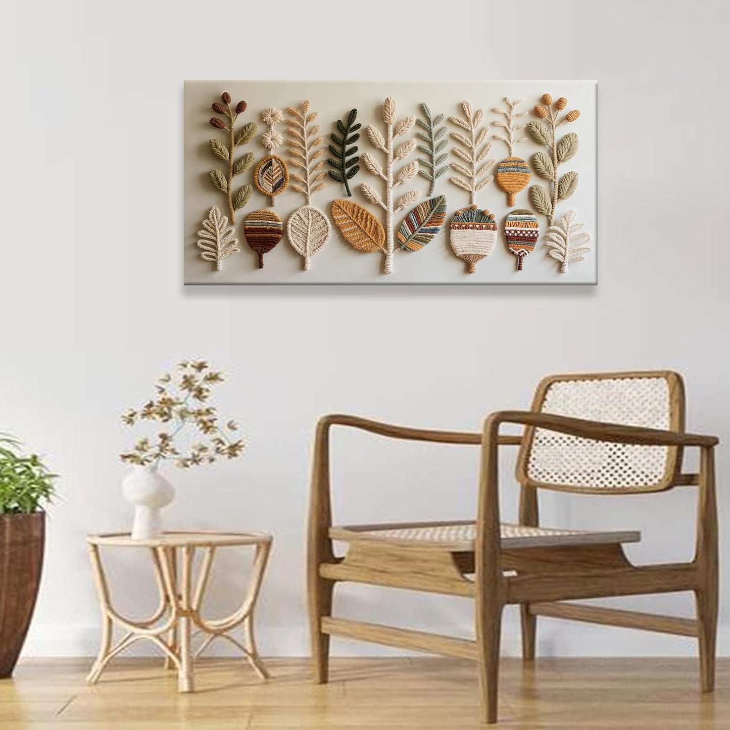 Tsomzxng Canvas Art Wall Decor Print Modern Boho Wall Art Prints Minimalist Paintings White Wall Art Pictures For Bedroom Kitchen Office Home Artwork 20" X 40" Ready To Hang （Printed Decorations）