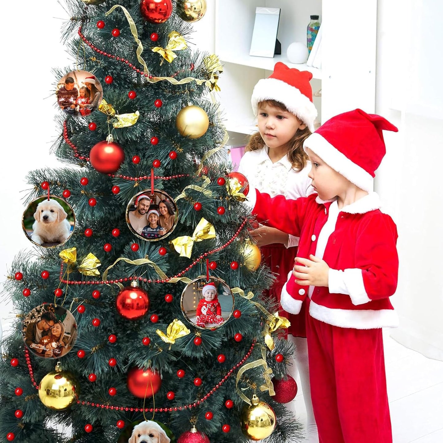 Personalized Christmas Ornaments,Custom Christmas Ornament,Custom Photo Text Glass Christmas Ornament,2025,Customized Christmas Ornaments,Gifts for Family Kids Couple Friends