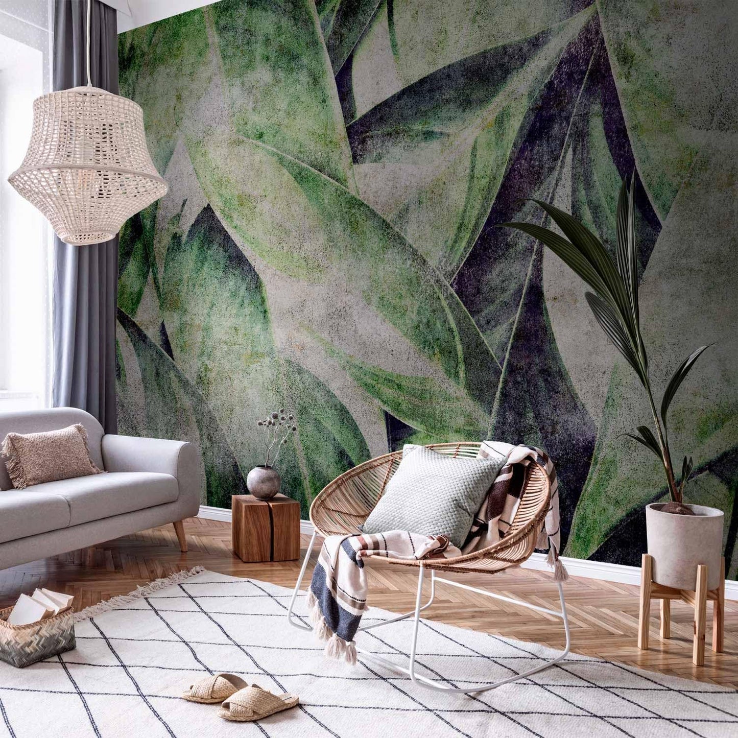 artgeist Wall Mural Tropical Leaves 77x55 in - XXL Peel and Stick Self-Adhesive Wallpaper Removable Large Sticker Foil Wall Decor Print Picture Image Design Jungle Nature Botanical b-C-0844-a-a