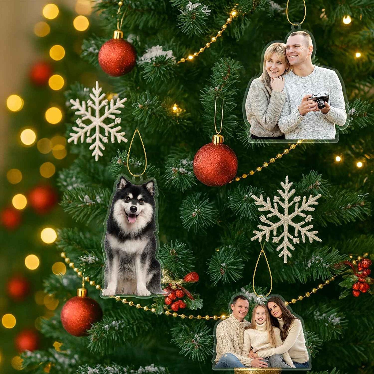 DYOART Customized Christmas Ornament 2025, Personalized Family Photo Ornaments for Christmas Tree, Acrylic Picture Ornaments Xmas Gift for Him, Husband, Friends