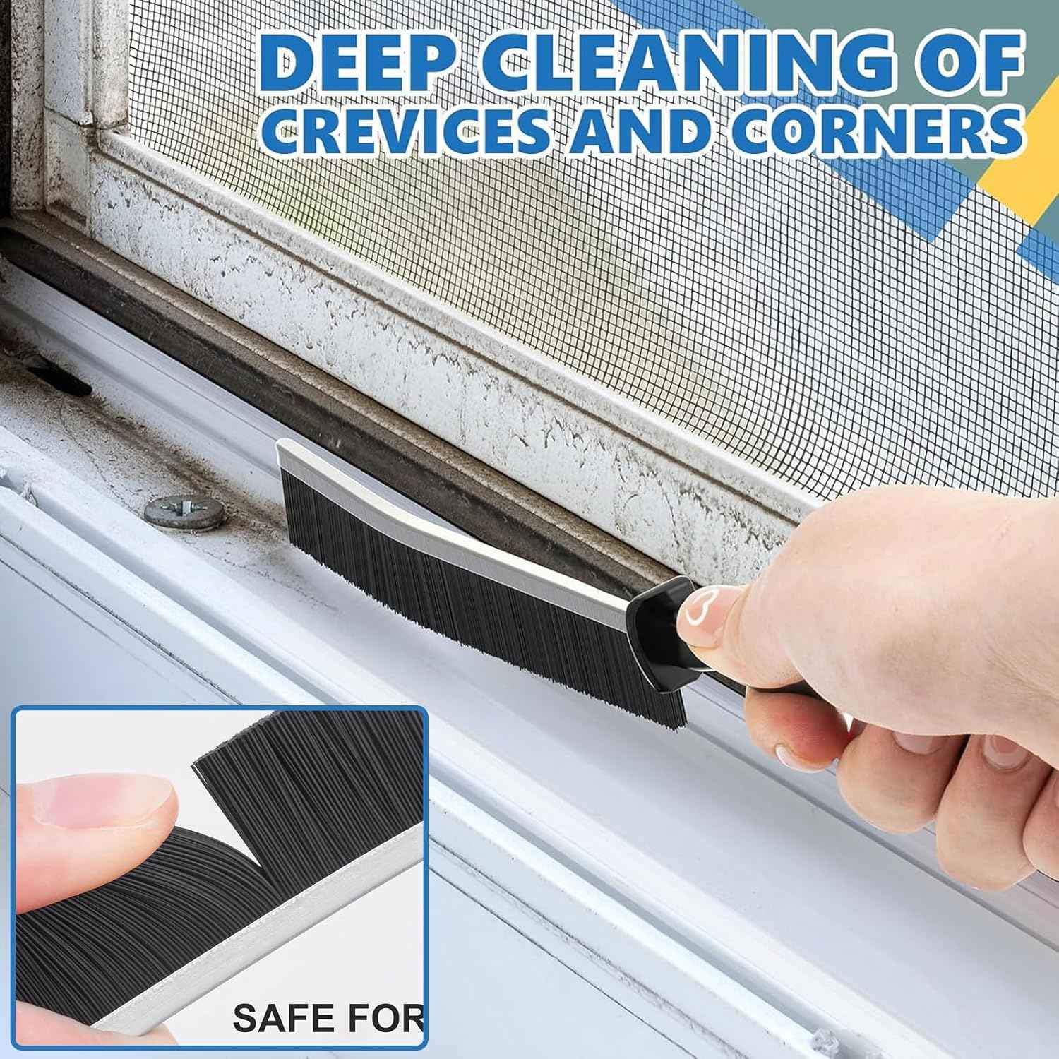 Crevice Cleaning Brush Set (12 Pack) – Hard Bristle Gap Cleaning Tool for Window Tracks, Grout & Bathroom Corners – Thin Deep Cleaning Brush for Kitchen Sink, Sliding Door Tracks & Tight Spaces