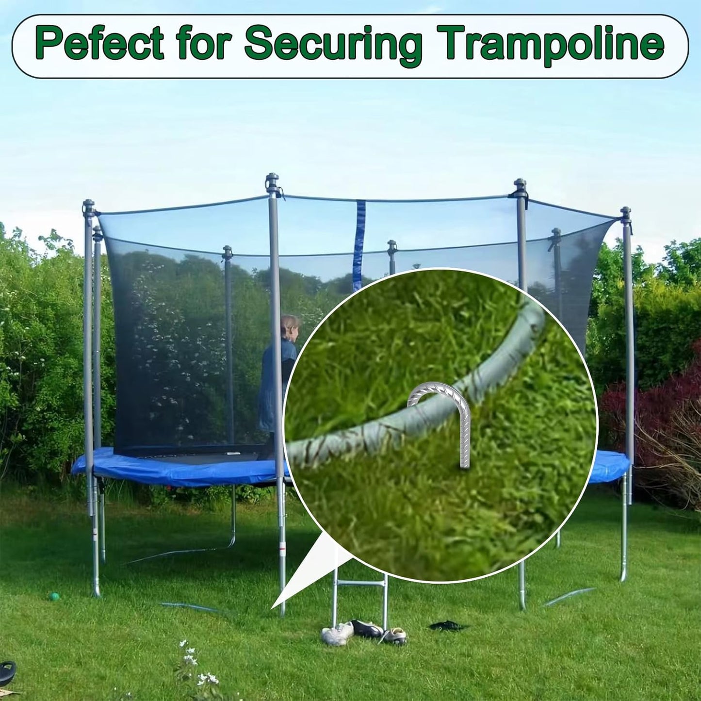 12 Inch Ground Stakes Heavy Duty J Hook 30 Pack Metal Spikes Galvanized Ground Anchors Rebar Tent Stakes for Fence, Bounce House, Gazebos and Outdoor Decorations Inflatables