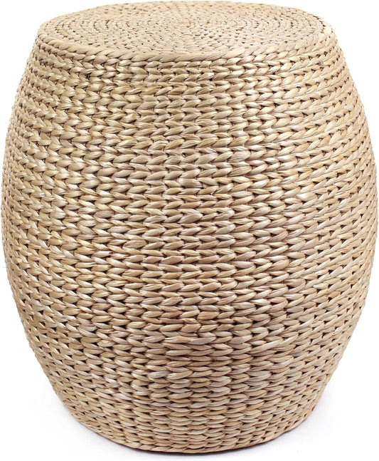 Round Poufs Ottoman,Hand Woven Natural Braided Cattail Ottomans Pouf for Patio,Home,Office,Living Room,Bedroom Indoor Outdoor Porch,Seagrass Footstool/Floor Accent Chair,Ottoman Foot Rest (Round)