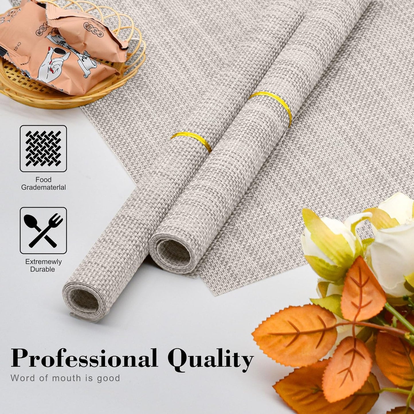 CADONO Placemats Set of 4 Washable Indoor/Outdoor Vinyl Place Mats for Dining Table Durable Non-Slip Heat Resistant PVC Weave Table Mats（Ocean Geode）