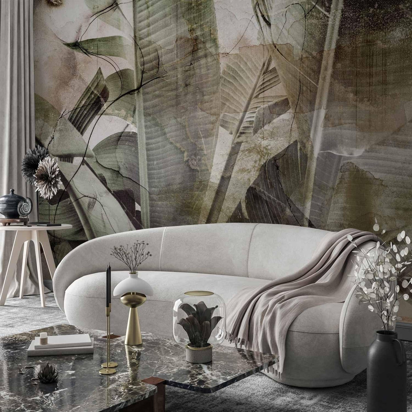artgeist Wall Mural Tropical Leaves 116x83 in - XXL Peel and Stick Self-Adhesive Wallpaper Removable Large Sticker Foil Wall Decor Print Picture Image Design Jungle Nature Like Painted b-C-0776-a-a