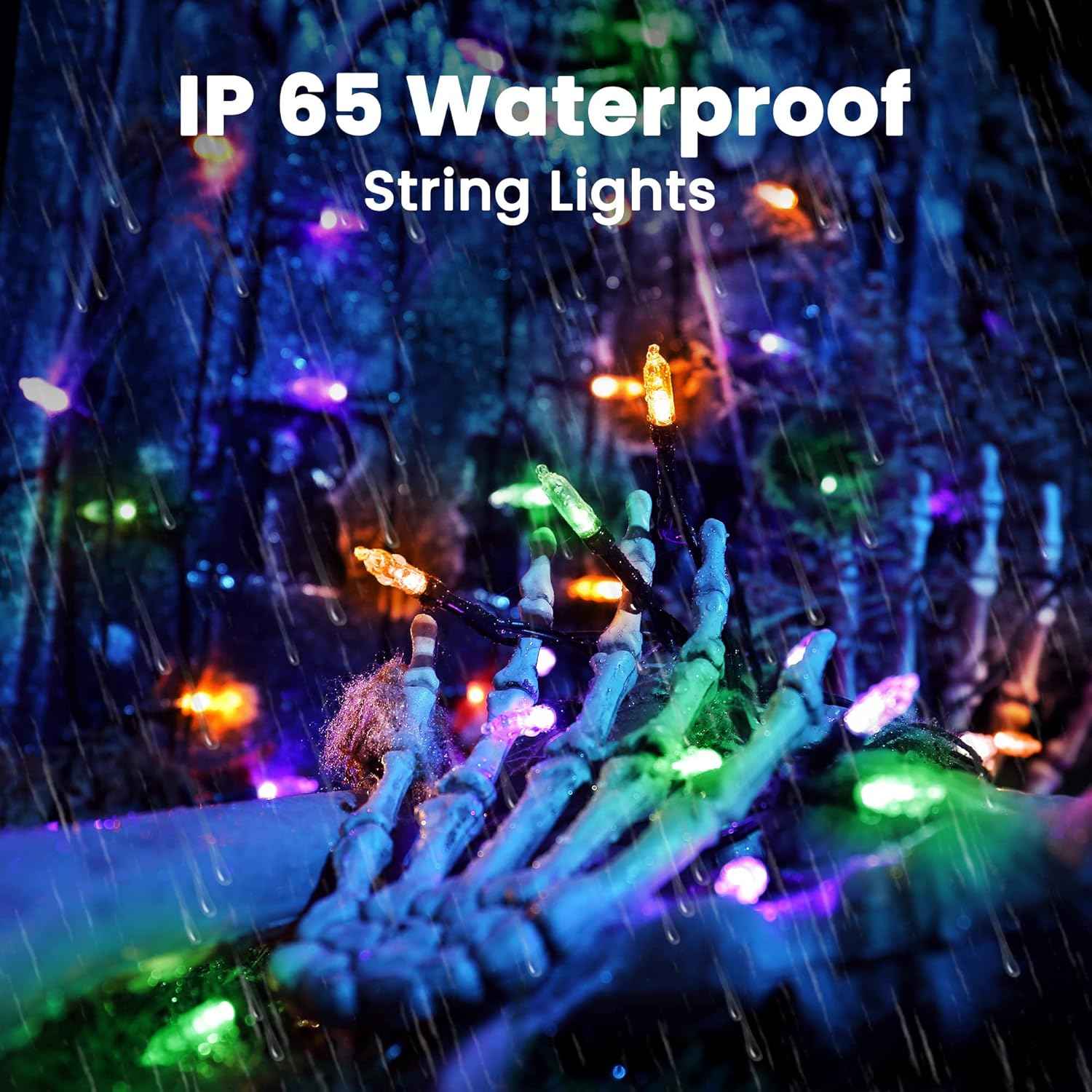 Orange & Purple & Green Halloween Lights, 2 Pack 33ft 100 LED Halloween Decoration Lights Waterproof 8 Modes Battery Operated String Light for Outdoor & Indoor,Tree, Wreaths, Holiday, Party Decor