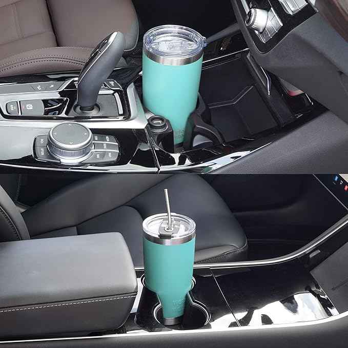 WETOWETO 20oz Tumbler with 2 lids and 2 straws, Stainless Steel Vacuum Insulated Water Coffee Tumbler Cup, Double Wall Powder Coated Spill-Proof Travel Mug Thermal Cup (Light Green, 1 Pack)