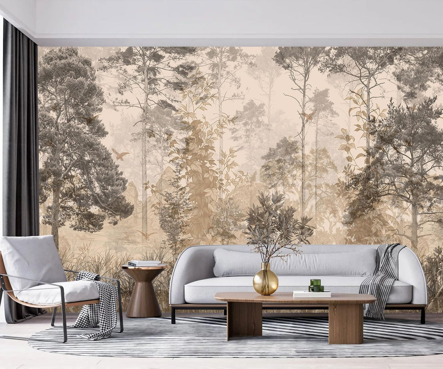 -Vintage Forest Natural Wall Bedroom Mural XT18 L 180" x 115"