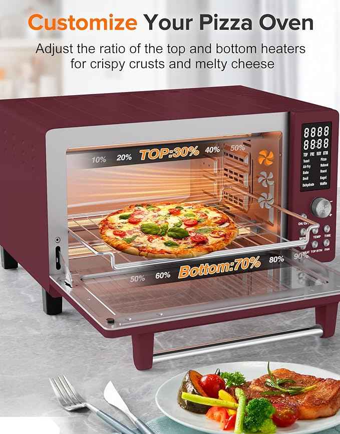 Nuwave Bravo Pro Smart Air Fryer Toaster Oven Combo, 10-in-1 Functions with Quicker & Even Crisp Technology, 1800W, 50-450°F, PFAS-Free, 21QT, Cinnamon