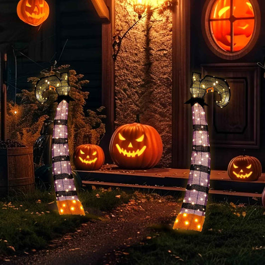 Yescom 4FT 2D Witch Legs Halloween Props Decorations Light Up with Stakes Lawn Outdoor
