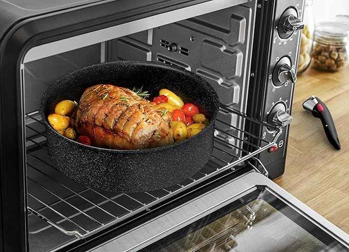 Tefal L39996 Ingenio Black Stone 4-Piece Casserole Set | Stackable | Non-Stick Coating | Suitable for Induction Cookers | Thermal Signal Temperature Indicator | Black