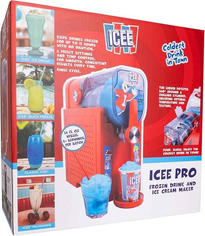 ICEE Pro Slushie Machine – No Ice Needed Frozen Drink, Frappe, Milkshake & Ice Cream Maker | Home Slushy Machine, Countertop Frozen Drink Machine. Officially Licensed ICEE Merchandise.