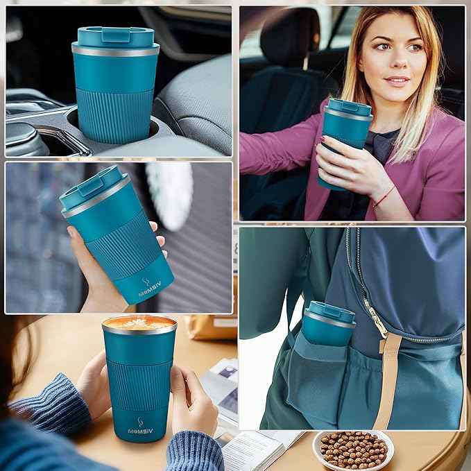 MOMSIV 17oz Travel Mug, Insulated Coffee Cup with Leakproof Lid, Vacuum Stainless Steel Double Walled Reusable Tumbler for Hot and Cold Water Coffee and Tea In Travel and Car
