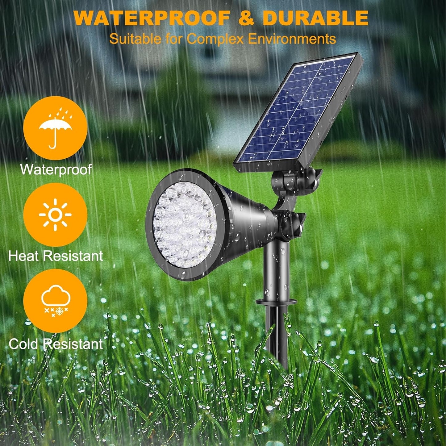 Solar Spot Lights Outdoor, 36 LEDs 1000LM Adjustable Solar Lights Outdoor Waterproof, 2-in-1 Solar Powered Spotlights Landscape Lighting for Garden, Yard, Pathway- 4 Pack (Cool White)
