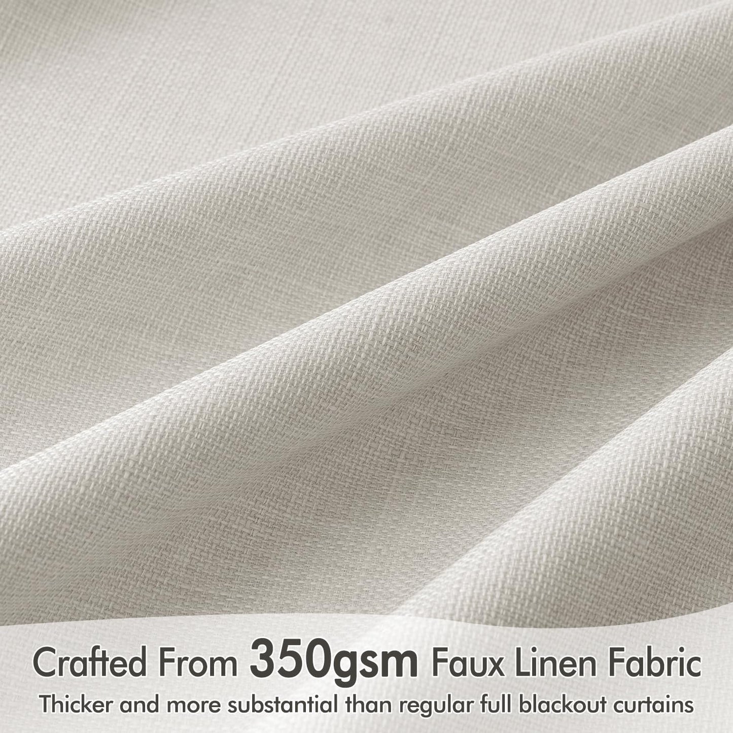 MIULEE 100% Blackout Curtains 84 Inch Long 2 Panels Set for Bedroom, Thick Faux Linen Black Out Curtain Room Darkening Back Tab Pleat Window Textured Drapes with Hooks for Living Room, Light Beige