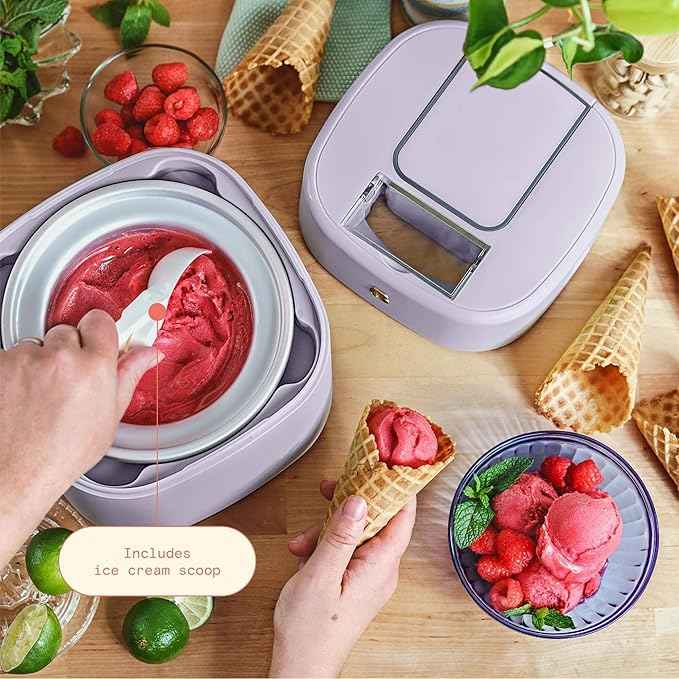 1.5 Quart Ice Cream Maker with Touch Control Panel, Freezer Bowl Design, Compact Electric Machine for Homemade Frozen Desserts, Gelato & Sorbet (Lavender)