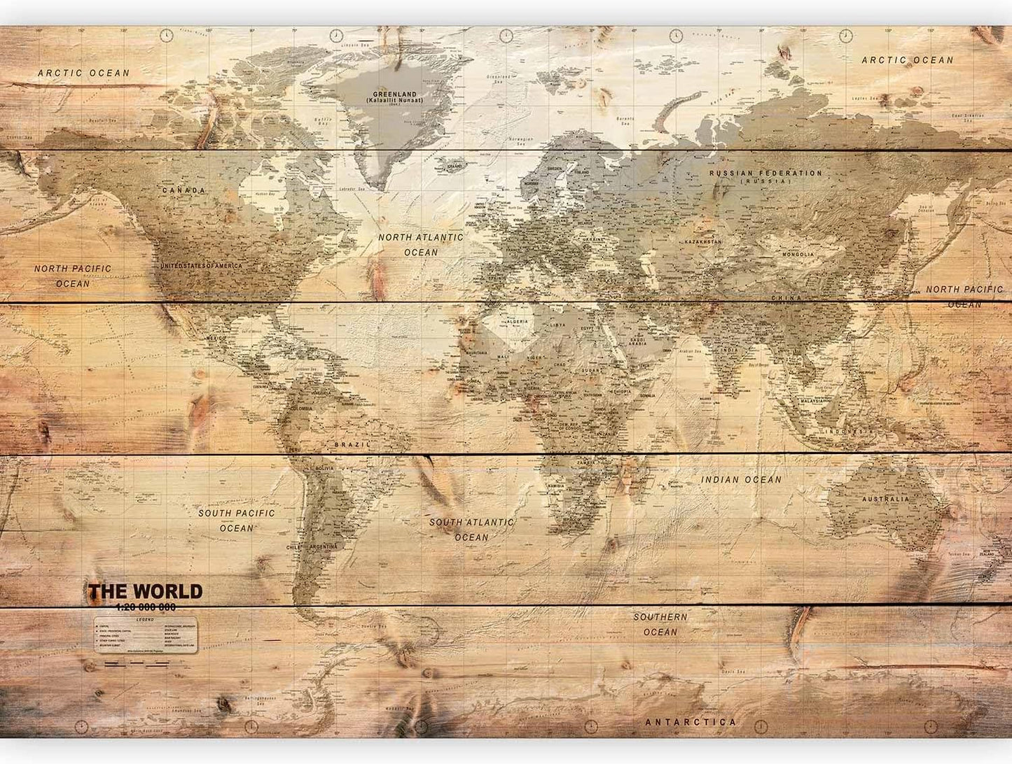 artgeist Premium Wall Mural World Map 118x83 in - XXL Non-Woven Wallpaper Fleece Wall Decor Photo Print Picture Image Design Home Map of The World k-A-0218-a-a