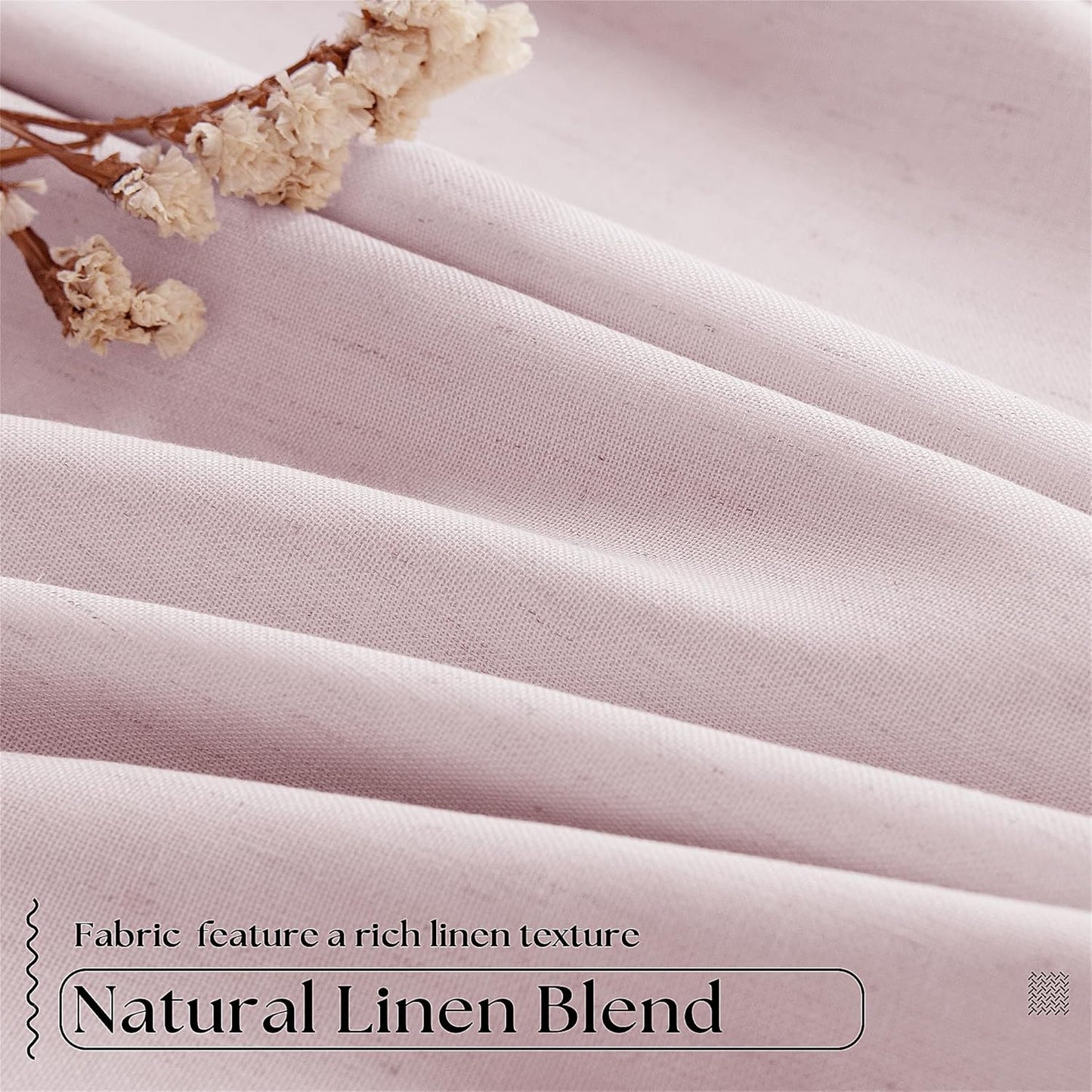 Pale Pink Linen Pinch Pleated Curtains 90 Inches Long Complete Blackout for Girls Bedroom Funky Cute Window Curtains Noise Heat Blocking Heavy Insulated Drapes Baby Pink Dusty Blush for Nursery
