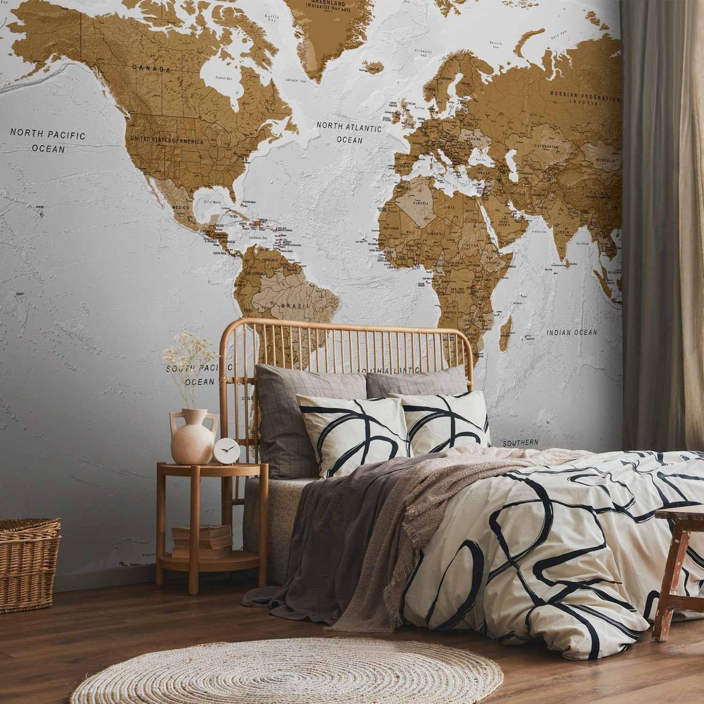 artgeist Wall Mural World Map 193x138 in - XXL Peel and Stick Self-Adhesive Wallpaper Removable Large Sticker Foil Wall Decor Print Picture Image Design Map of The World k-A-0093-a-a