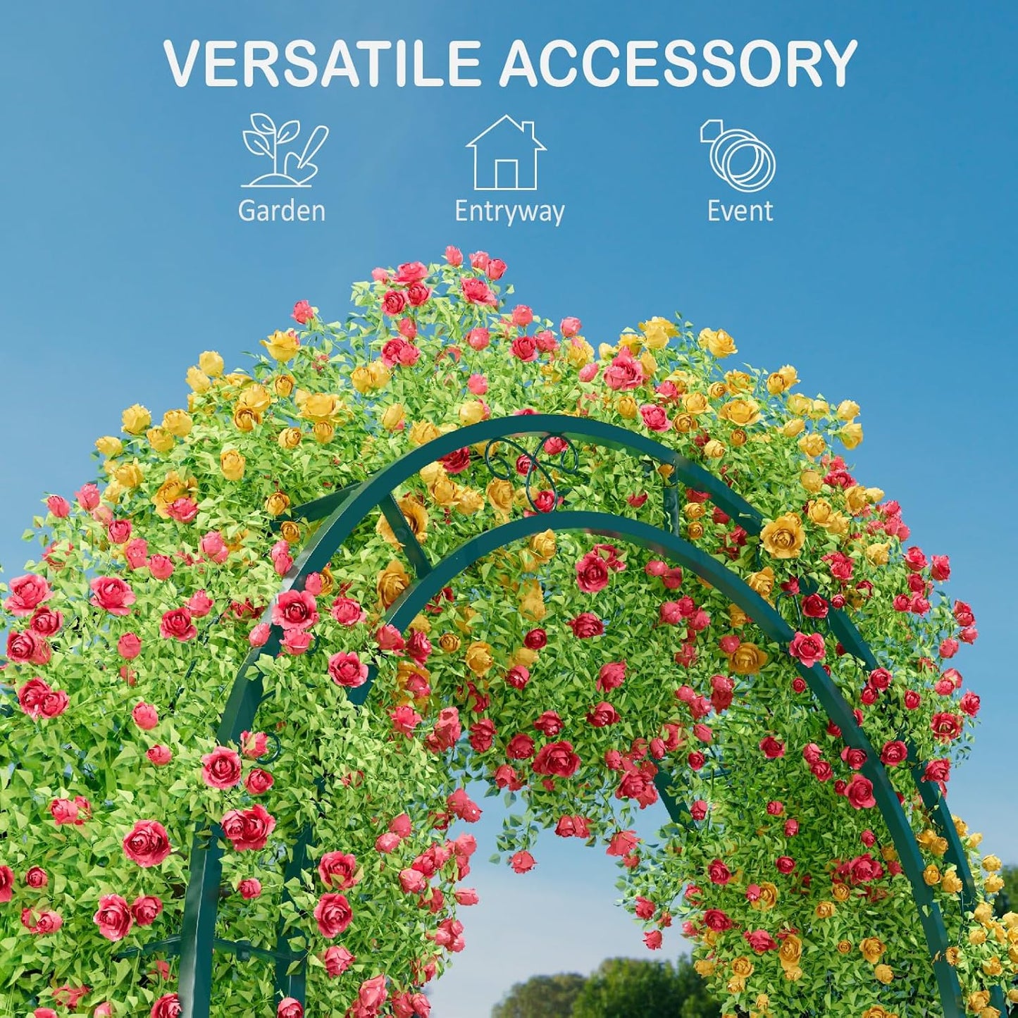 Arbuxzuy 102in Steel Garden Arch Arbor Trellis for Climbing Plants Outdoor,Yard,Wide Sturdy Durable Garden Arch for Lawn,8.5ft Climbing Plants Decorative Wire Lattice,Outdoor Wedding Arch(Green)
