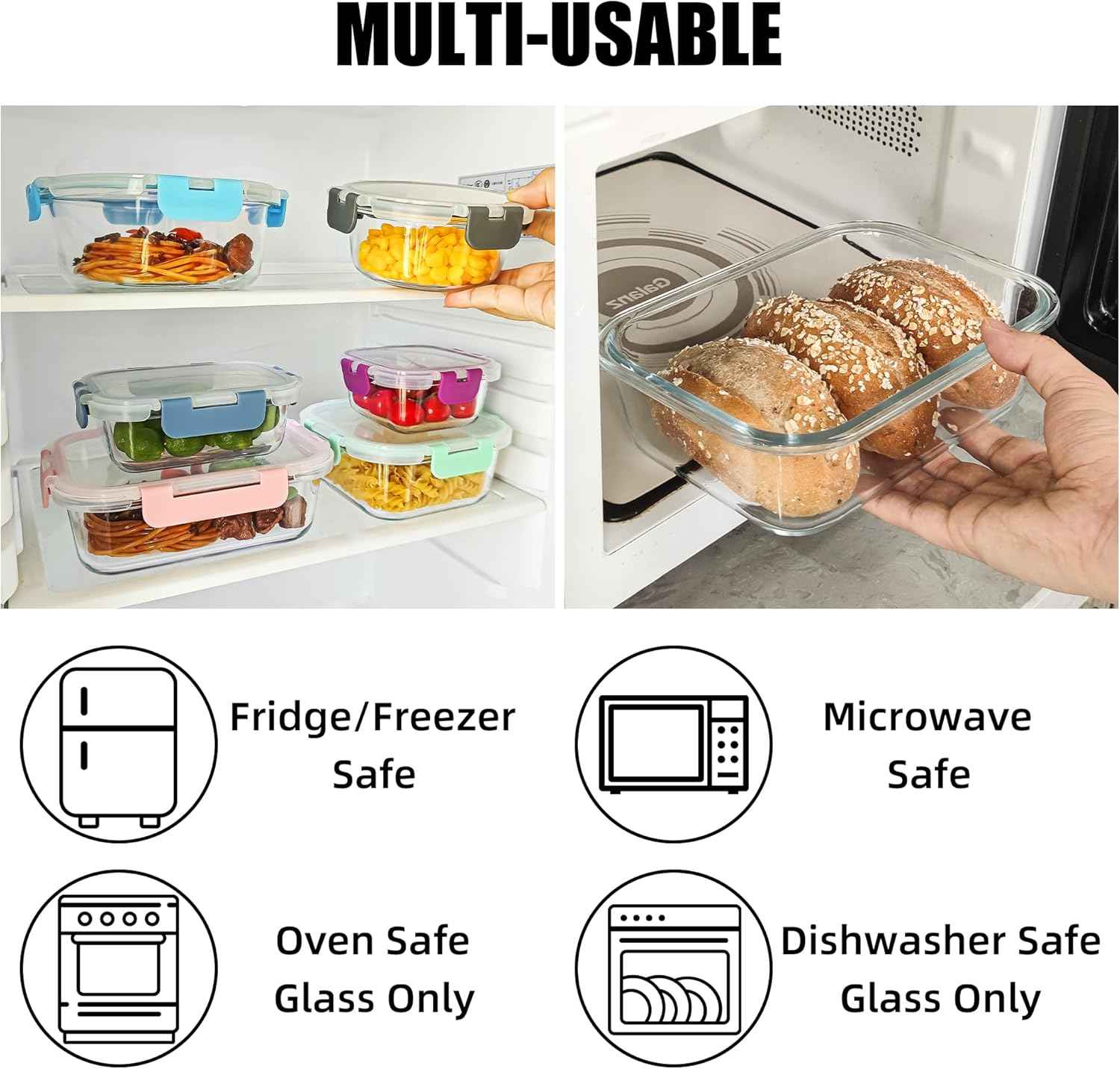 12 Pack Glass Food Storage Containers Set, Glass Meal Prep Containers with Lids, Airtight Lunch Containers, Dishwasher Safe, pink