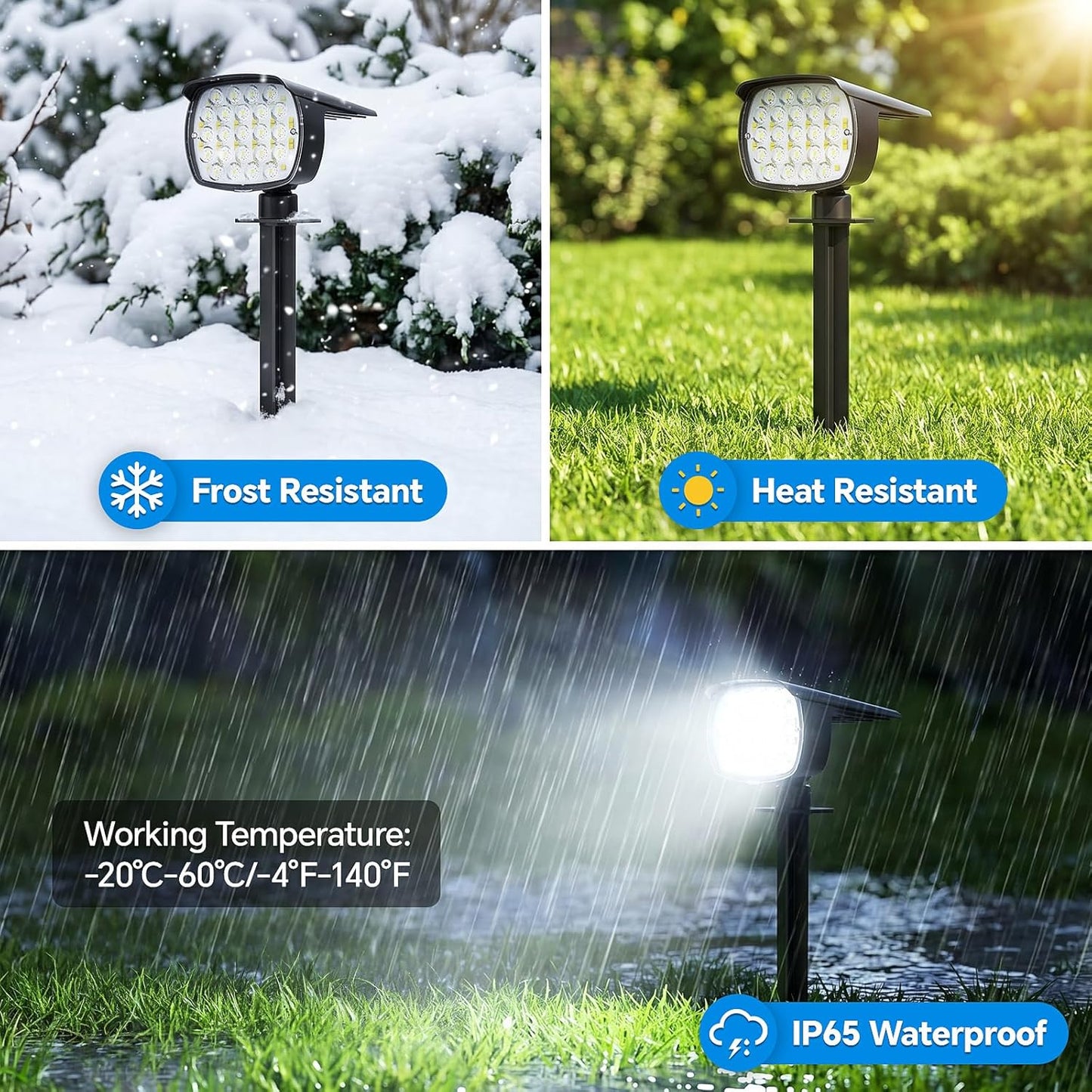 Solar Spot Lights Outdoor, 58 LED Solar Landscape Spotlights, Auto On/Off 3 Lighting Modes, 2-in-1 IP65 Waterproof Solar Landscape Lights for Yard Garden Pathway Tree