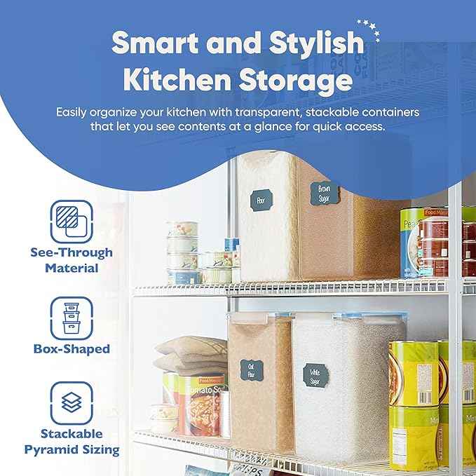 Chef's Path Extra Large Airtight Flour and Sugar Storage Containers with Lids, Set of 2, 6.5L Pantry Canisters for Bulk Flour and Sugar Storage - Transparent
