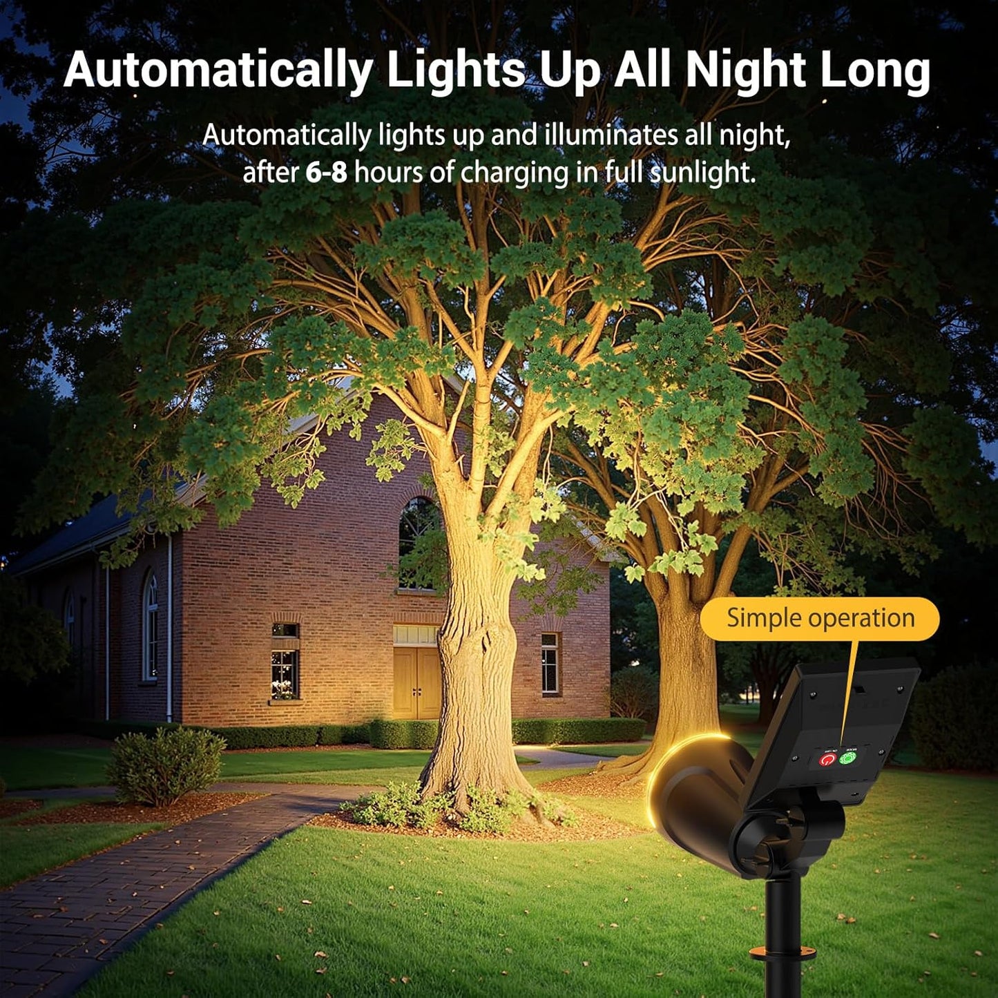 Solar Lights Outdoor Spot Light: 4 Pack 120°&180° Adjustable Bigger LED Solar Spot Lights Outdoor Waterproof - Landscape Lighting Spotlights for Garden, Yard, Pathway, Tree, Flag, Wall (Warm White)