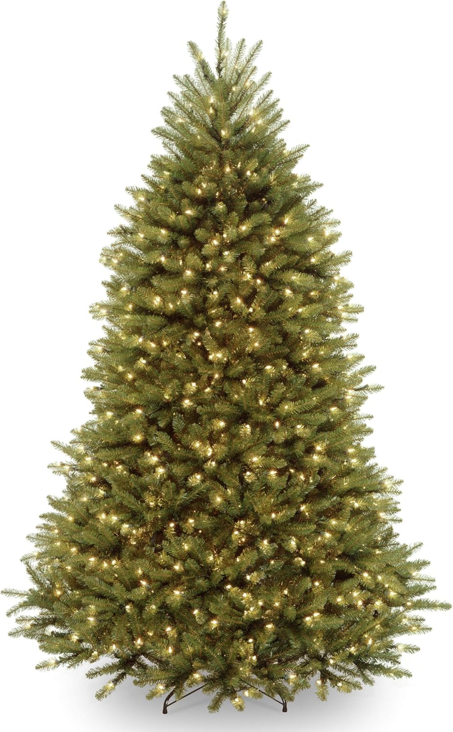 National Tree Company Pre-Lit Artificial Full Christmas Tree, Green, Dunhill Fir, Dual Color LED Lights, Includes PowerConnect and Stand, 7 Feet