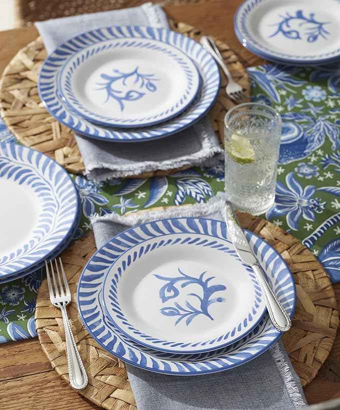 Oneida Dinnerware Set, Solear Blue 12-Piece Set, Service For 4, Stoneware Material, Dishwasher And Microwave Safe, Home And Kitchen, Kitchen And Dining, Dinner Plates And Bowls Sets (Blue, 12 Pieces)