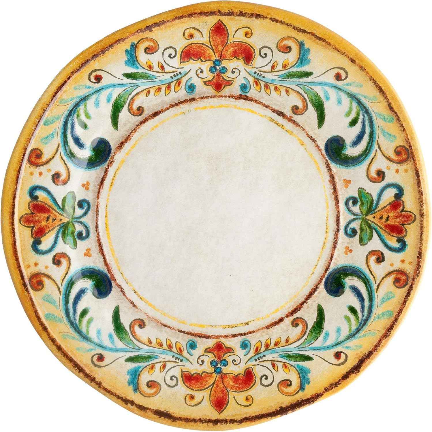 UPware 16 Piece Tuscany Melamine Dinnerware Sets, Outdoor Dishes Set, Plates and Bowls Sets, Service for 4, Multicolor