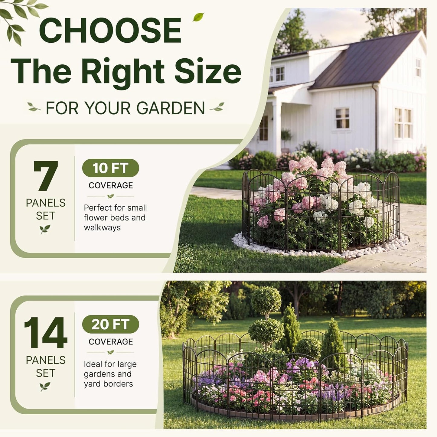 KIMAZO 32.5in (H) x 20ft (L) Tall Decorative Garden Fence - 14 Pack Garden Fencing, Rustproof Metal Wire Panel Border Animal Barrier for Dog, Flower Edging for Yard Landscape Patio Outdoor Decor
