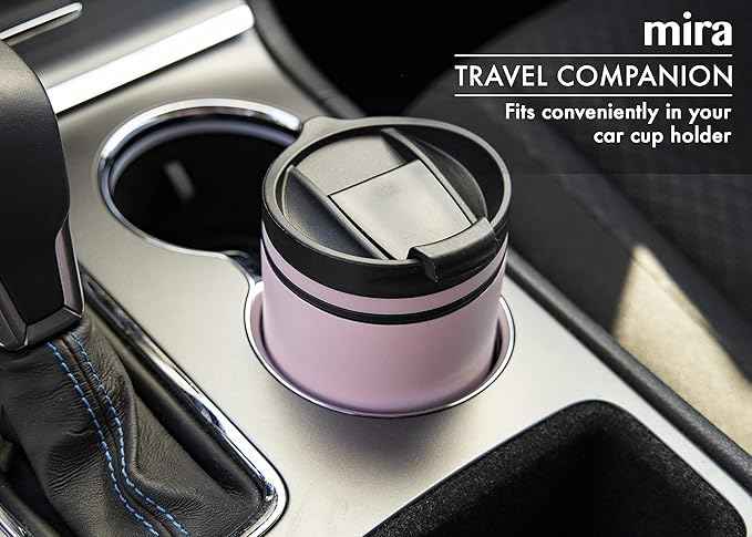 MIRA 16 oz Travel Coffee Mug - Insulated Stainless Steel Tumbler with Screw Lid - Taffy Pink