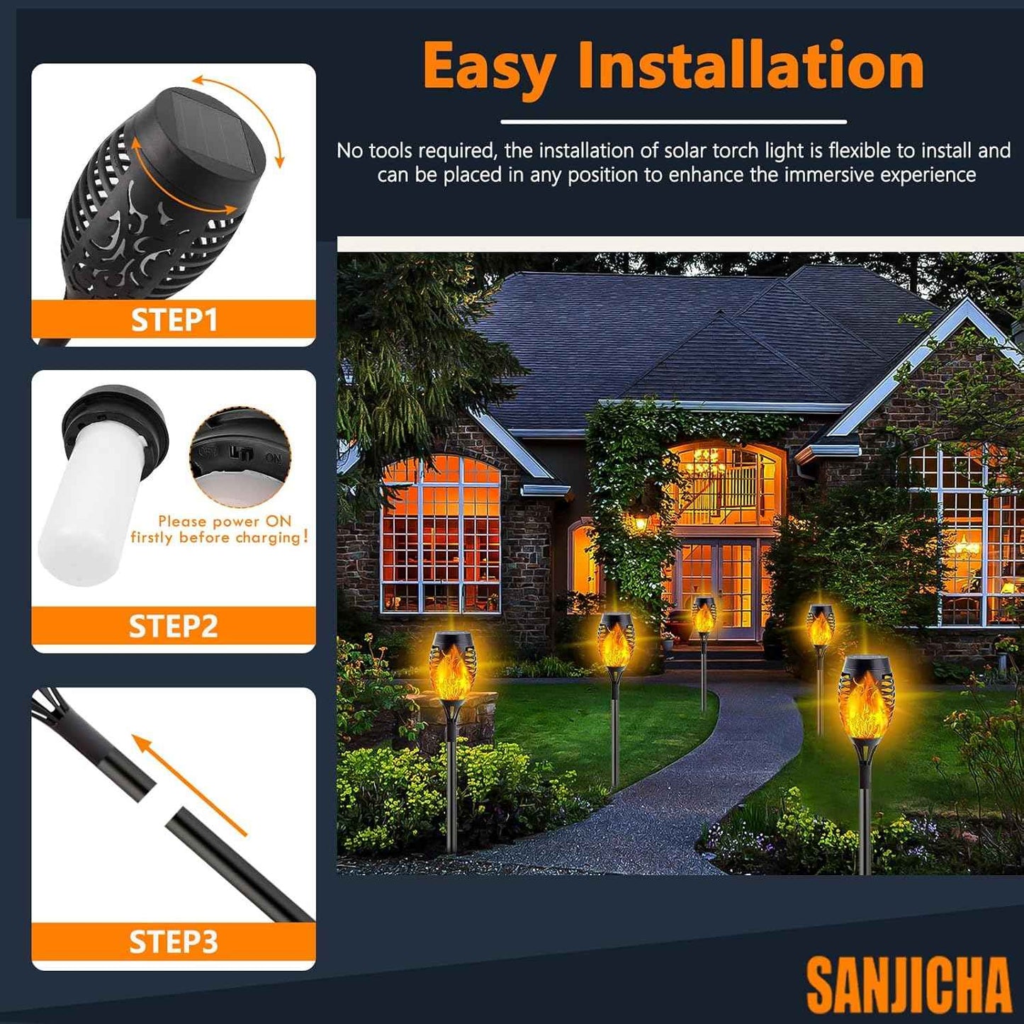 10Pack Solar Lights Outdoor, Mini Solar Torch Lights with Flickering Flame for Garden Decor, Solar Flame Lights Waterproof Solar Powered Outdoor Lights, Solar Tiki Torches for Pathway Patio Yard Porch