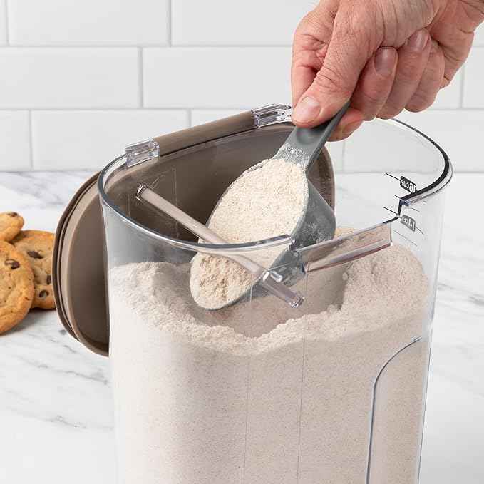 ProKeeper+ Airtight Food Storage Container Set – Clear Plastic Flour and Sugar Canister Set with Magnetic Accessories for Kitchen Organization (Taupe, 9-Piece)