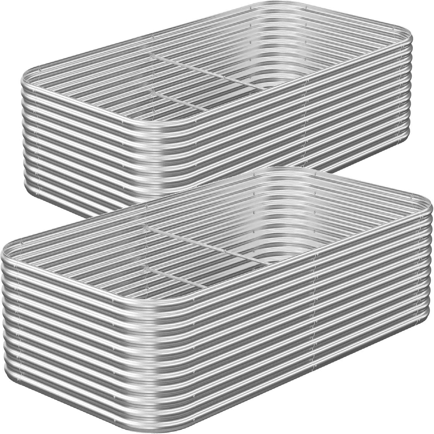 2 Pack Tall 6x3FT Corrugated Galvanized Steel Raised Garden Bed Outdoor, Metal Above Ground Garden Bed for Vegetables and Flowers, Raised Beds for Gardening
