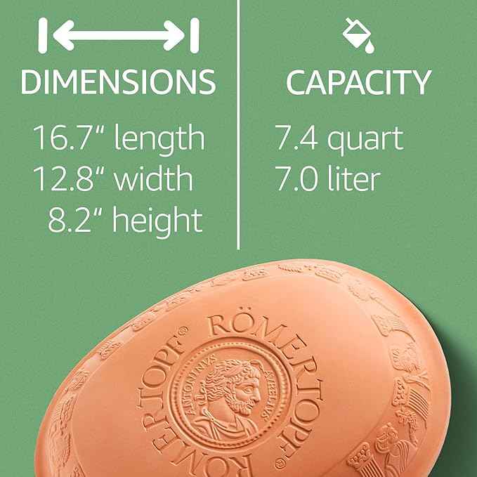 Romertopf Clay Roaster | Non-Stick Dutch Oven | Healthy Pot Cooking | Clay Baker | Versatile Cooking Vessel - 7.3 Quarts (7 Liters) For Up To 8 People
