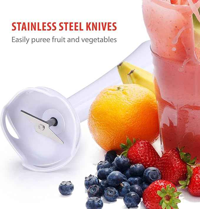 Alpina Hand Blender with Accessories, Mini Chopper, Blender, Arm, Blender, Multifunction 400W, White